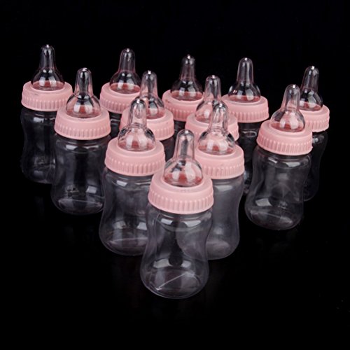 12 biberones Nuolux, para regalar, ideales para decorar baby showers y fiestas de cumpleaños (rosa)