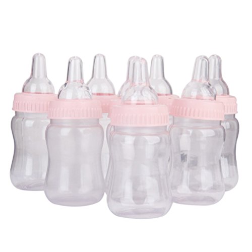 12 biberones Nuolux, para regalar, ideales para decorar baby showers y fiestas de cumpleaños (rosa)