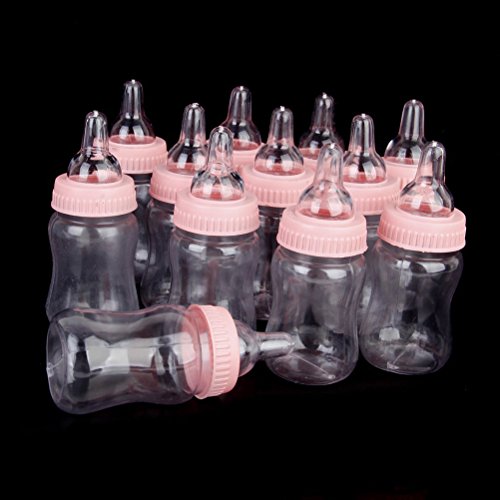 12 biberones Nuolux, para regalar, ideales para decorar baby showers y fiestas de cumpleaños (rosa)