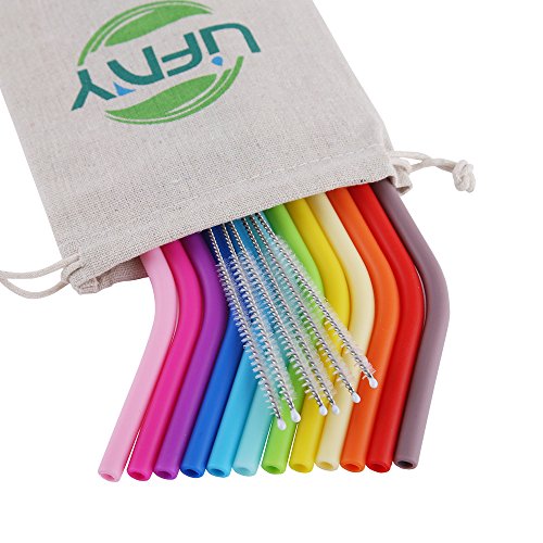 12 pajitas de silicona reutilizables de tamaño normal para vasos Yeti, Rtic, Ozark de 850 ml y 550 ml, 6 cepillos, 1 bolsa de lino