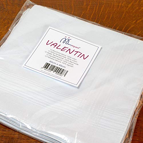 12 pañuelos blancos - Modelo Valentin - 40 centimetros