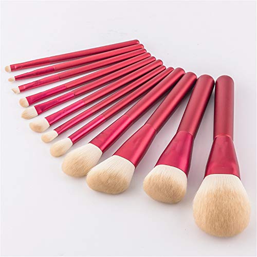 12 pinceles de maquillaje rojos chinos, herramienta de maquillaje de escoba