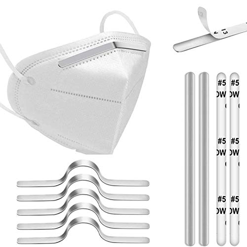 120 tiras de aluminio para la nariz, puente para mascarillas, 90 mm, adhesivas, metálicas y planas, para costura