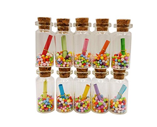 12PCS Clear Glass Wish Botellas con Tapones Tapones Crafts Frascos Viales Regalo Pequeña Joyería Titular de Almacenamiento Contenedor Decoración Mensaje Bodas Favores de Fiesta (15ml)