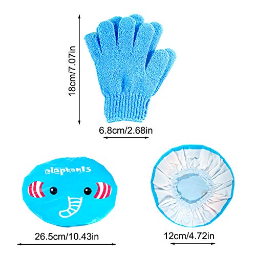 12pcs Masaje Guantes Exfoliantes con 1pcs Sombrero Baño, Guante De Cuidado de la Piel, Manoplas para eliminar las células muertas de la piel y exfoliarse (6 pares, Color Aleatorio)
