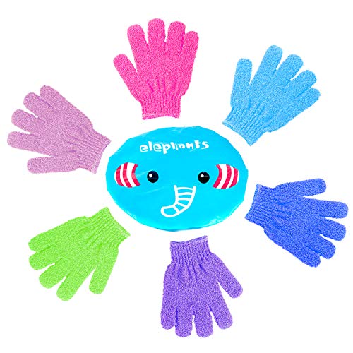 12pcs Masaje Guantes Exfoliantes con 1pcs Sombrero Baño, Guante De Cuidado de la Piel, Manoplas para eliminar las células muertas de la piel y exfoliarse (6 pares, Color Aleatorio)