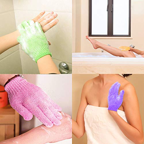 12pcs Masaje Guantes Exfoliantes con 1pcs Sombrero Baño, Guante De Cuidado de la Piel, Manoplas para eliminar las células muertas de la piel y exfoliarse (6 pares, Color Aleatorio)