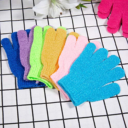 12pcs Masaje Guantes Exfoliantes con 1pcs Sombrero Baño, Guante De Cuidado de la Piel, Manoplas para eliminar las células muertas de la piel y exfoliarse (6 pares, Color Aleatorio)