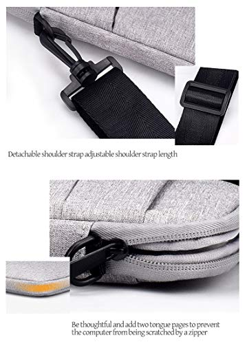 13.3 pulgadas hombres negocios maletín portátil bolsa impermeable y resistente al desgaste, forro de pelusa, correa de hombro ajustable y extraíble, gris, gris (Gris) - WJ09080503