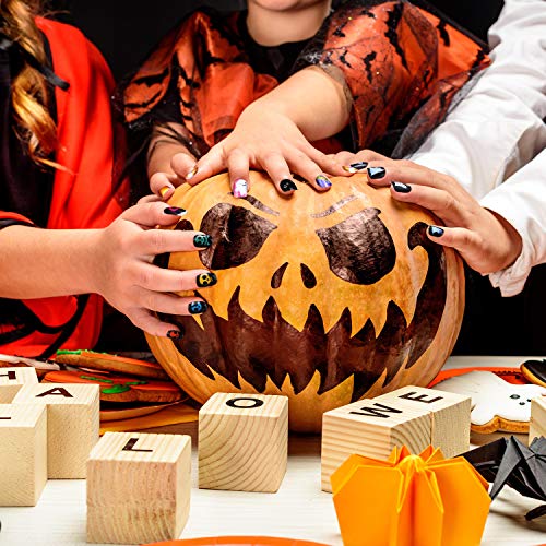 152 Piezas Uñas Falsas de Niños de Halloween Punta de Uñas Artificiales a Presión con Patrón de Calavera Araña Calabaza Murciélago Uñas Postizas Cortas de Cubierta Completa para Niños, 8 Cajas