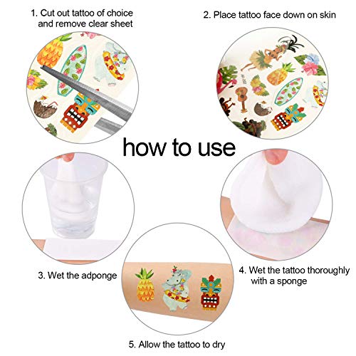 160 Hawai tatuajes temporales niños, 16 hojas hula tatuajes temporalis, regalo cumpleaños infantile, calcomanias, pegatinas de fiesta de playa piscina, Tatuajes a Prueba De Agua para Niños