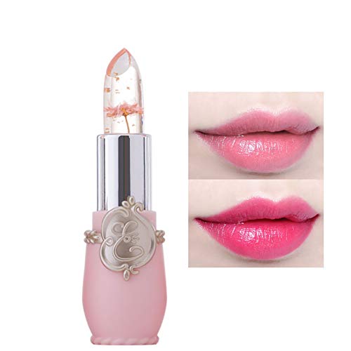 1PC Ingredientes naturales Bálsamo labial Flor de jalea Lápiz labial Crema hidratante labial Labio duradero Blam Bálsamo impermeable Cambio de color Lápiz labial Ingredientes Bálsamo labial (2 Pink)