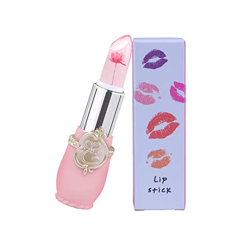 1PC Ingredientes naturales Bálsamo labial Flor de jalea Lápiz labial Crema hidratante labial Labio duradero Blam Bálsamo impermeable Cambio de color Lápiz labial Ingredientes Bálsamo labial (2 Pink)