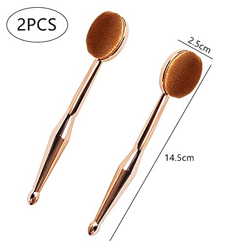 2 brochas de maquillaje con forma de cepillo de dientes ovalado para base de maquillaje multifunción, cepillo de maquillaje profesional para base, colorete, corrector, sombra de ojos