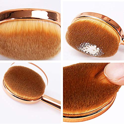 2 brochas de maquillaje con forma de cepillo de dientes ovalado para base de maquillaje multifunción, cepillo de maquillaje profesional para base, colorete, corrector, sombra de ojos