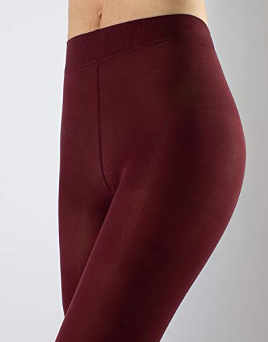 | 2 PARES | MEDIAS OPACAS DE MUJER | PANTY MICROFIBRA | 40 DEN | MARRON, NEGRO, AZUL | S, M, L, XL | CALCETERÍA ITALIANA (XL, Granate)