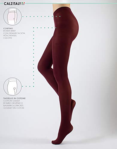 | 2 PARES | MEDIAS OPACAS DE MUJER | PANTY MICROFIBRA | 40 DEN | MARRON, NEGRO, AZUL | S, M, L, XL | CALCETERÍA ITALIANA (XL, Granate)