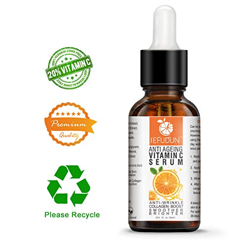 2 PCS Cara De Suero De Vitamina C Con áCido HialuróNico, OrgáNico Natural 20% VC, ColáGeno De RestauracióN Y Refuerzo, Antiarrugas, Reafirmante, CíRculo Oscuro, LíNea Fina, Corrector De DañO Solar