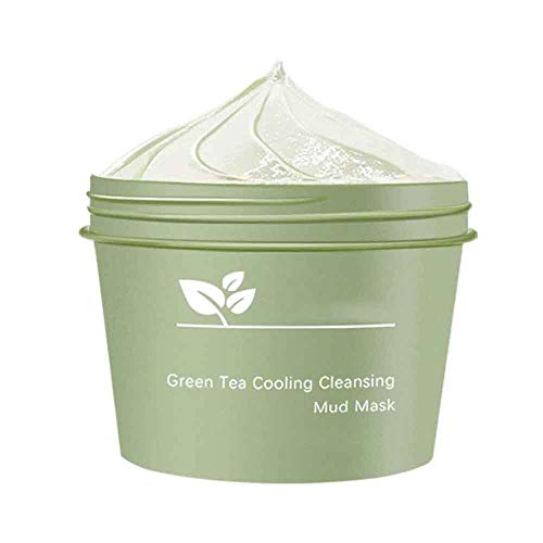 2 Pcs Green Tea Cooling Cleansing Mud Mask, with Anti Ageing Effects Deep Pore Cleansing & Blackhead Remover Mud Mask, Pore Minimizer, Hydrating and Moisturizing Face Cream 100g