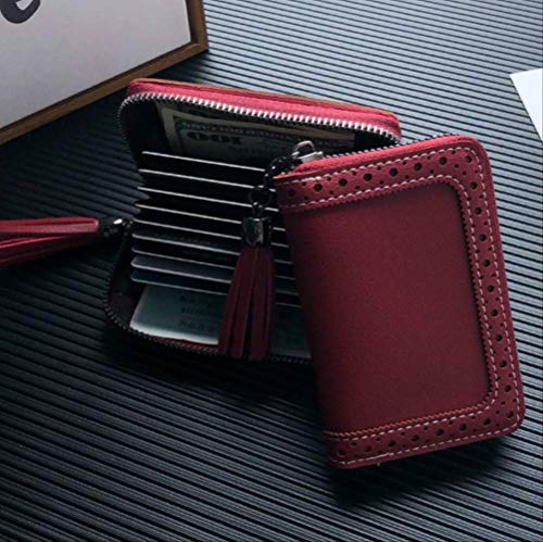 20 Card Card Bag Women's Ultra-Thin Small CK Pack Silver Card Set Multi-Functional Small Fragrance Zero Wallet High-Grade Exquisite Tide   Rose Red