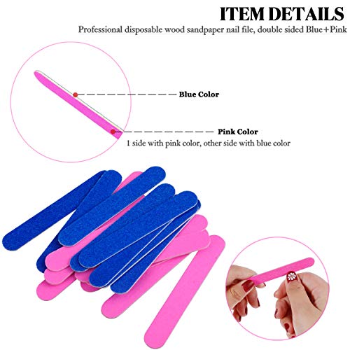 200 Piezas limas de uñas profesionales Desechables Pulidor de Uñas Tableros de Esmeril de Doble,Desechables Tableros de Esmeril de Doble Cara Herramientas de Manicura