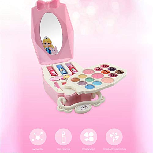 22 Piezas Maquillaje Juguete Infantil Niña con Cajas Juguete De Maquillaje Espejo Y Cierre Seguro No Tóxico Y Ecológico