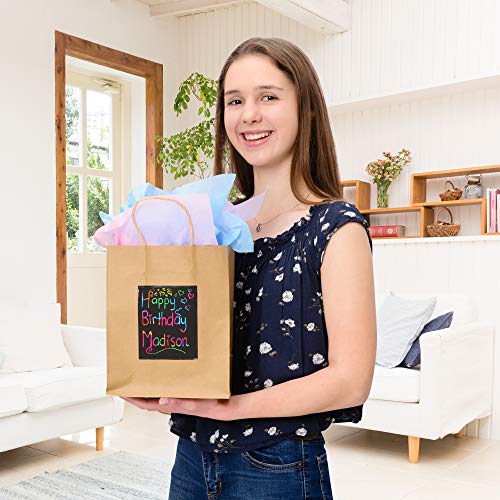 24 Bolsas de Regalo Marrón y Papel de Seda de Purple Ladybug - Bolsitas Kraft Originales 19x24x12 cm para Personalizar y Envolver Regalos, Envoltorio para Fiestas de Cumpleaños, Navidad y más