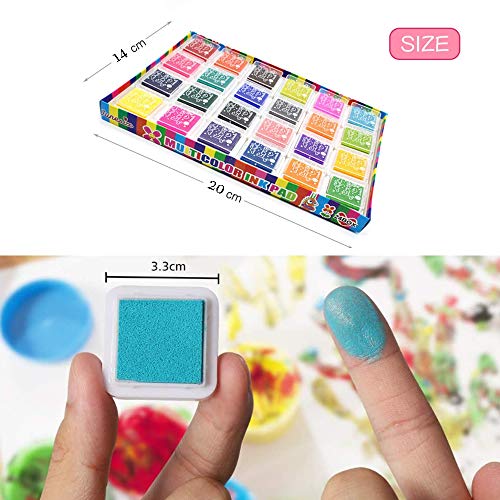 24 Piezas Almohadilla Tinta, Sellos para Niños, Dactilares Tinta Dedos Huellas Almohadilla para Sellos, DIY Scrapbooking (24 Colores)