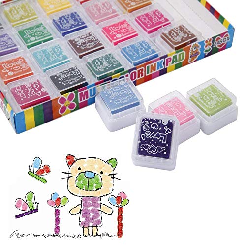 24 Piezas Almohadilla Tinta, Sellos para Niños, Dactilares Tinta Dedos Huellas Almohadilla para Sellos, DIY Scrapbooking (24 Colores)