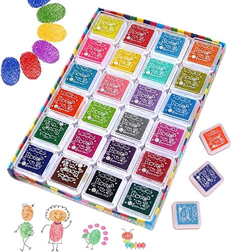 24 Piezas Almohadilla Tinta, Sellos para Niños, Dactilares Tinta Dedos Huellas Almohadilla para Sellos, DIY Scrapbooking (24 Colores)