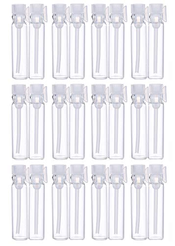 24 UNIDS Transparente Tubo De Vidrio Pefume Botellas de Muestra Con Pipeta-Cosmética Envases Viales Aceite Esencial de Almacenamiento de Maquillaje Contenedores de Contenedores (1ml)