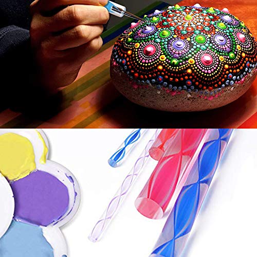 25 herramientas de punteo de mandala para pintar rocas, plantilla de mandala, bolígrafos de puntos, bandeja de pintura, cepillo y herramientas de modelado para manualidades de niños