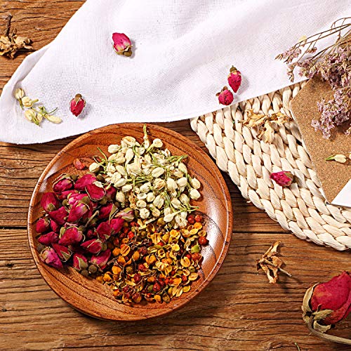 270g Flores Secas, Kit de Flores Secas Naturales para Baño, Fabricación de Jabón y Velas, Incluye Rosa, Lavanda, Clavo, Jazmín, Osmanthus, Gardenia Jasminoides, Menta y Más, 9 Bolsas/ 30g por Bolsa