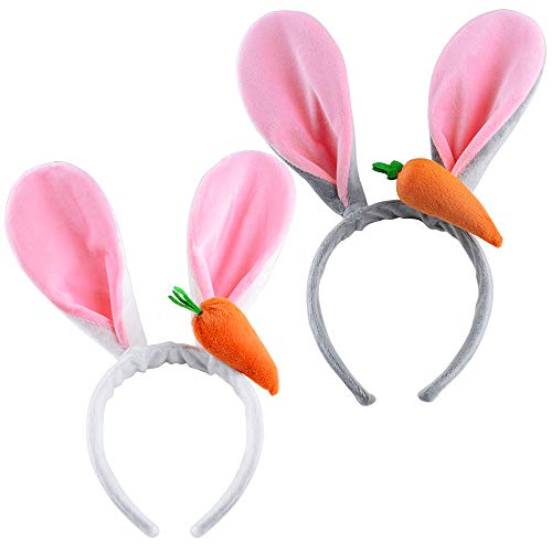 2pcs Diademas Orejas de Conejo Disfraz Pascua Regalo Adornos Fiesta Cumpleaños para Mujer Niña