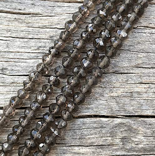 3 mm a 4 mm de cuarzo ahumado natural facetado rondelle semi preciosas perlas de piedras preciosas sueltas para hacer la joyería pendiente del collar de la pulsera, de piedras preciosas perlas sueltas