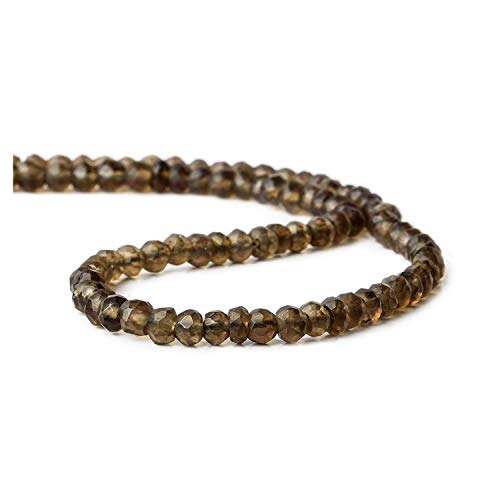 3 mm a 4 mm de cuarzo ahumado natural facetado rondelle semi preciosas perlas de piedras preciosas sueltas para hacer la joyería pendiente del collar de la pulsera, de piedras preciosas perlas sueltas