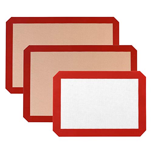3 Piezas Tapetes de Silicona para Hornear, Estera de Horno Reutilizable Antiadherente Antideslizante Lavable, Lámina de Horno, Alfombra de Horno para Hornear Bandeja,Revestimientos,Galleta,Masa,Pan