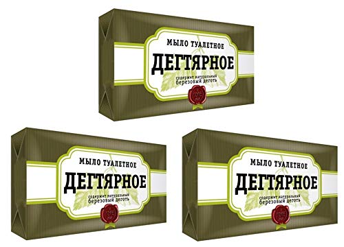 3 unidades (3 x 140 g) de jabón de alquitrán contra la dermatitis acné jabón de abedul de Rusia.