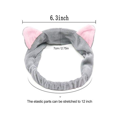 3 Unids Diadema Banda Elástica de Orejas de Gato Recoger Pelo para Maquillaje Lavado Baño