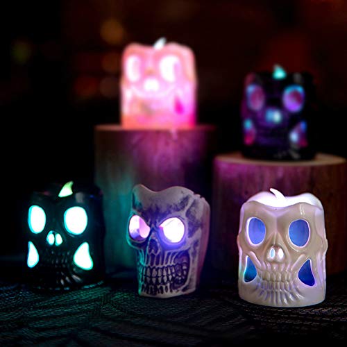 3 Velas LED Sin Fuego, Treer Luz De La Vela Del LED Luces Sin llamas Para Halloween Decoración Del Hogar Calabaza Bruja Araña Ambiente de Terror