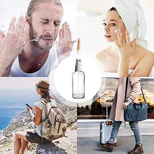 3 x 50 ml Botella de cristal transparente con blanco atomizador pulverizador