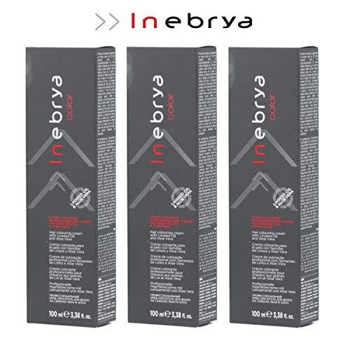 3 x Inebrya Color – 9\1 rubio claro ceniza – Crema colorante para el cabello – 100 ml