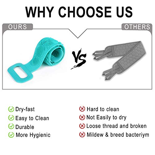 30 pulgadas Silicona Cuerpo de Cepillo,Cepillo de Baño de silicona,Cepillo Espalda Ducha,Cepillo de Doble Cara de Mango Largo,Limpiar Espalda y Euerpo Masajee,Exfoliación,Para Hombre y Mujer