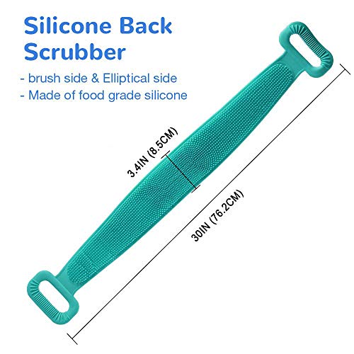 30 pulgadas Silicona Cuerpo de Cepillo,Cepillo de Baño de silicona,Cepillo Espalda Ducha,Cepillo de Doble Cara de Mango Largo,Limpiar Espalda y Euerpo Masajee,Exfoliación,Para Hombre y Mujer