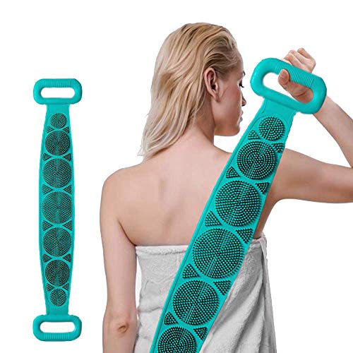 30 pulgadas Silicona Cuerpo de Cepillo,Cepillo de Baño de silicona,Cepillo Espalda Ducha,Cepillo de Doble Cara de Mango Largo,Limpiar Espalda y Euerpo Masajee,Exfoliación,Para Hombre y Mujer
