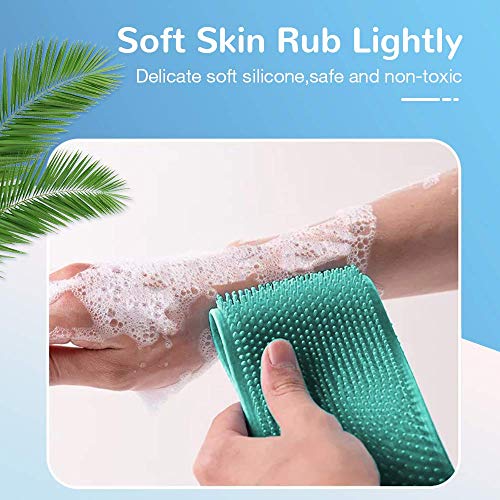 30 pulgadas Silicona Cuerpo de Cepillo,Cepillo de Baño de silicona,Cepillo Espalda Ducha,Cepillo de Doble Cara de Mango Largo,Limpiar Espalda y Euerpo Masajee,Exfoliación,Para Hombre y Mujer