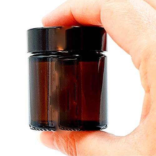 30ml Vidrio Ámbar Tarros con negro Urea EPE Forrado Tapas (Pack de 4). apto para aromaterapia, Cremas, Geles, Sérums, Cera, Ungüentos, Primeros Auxilios etc