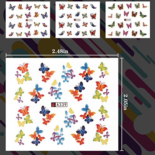 3D Mariposa Nail Art Pegatinas de transferencia de agua Calcomanías Deslizadores polacos Flores Cubierta completa Láminas de tatuaje para mujeres Uñas Uñas de los pies Decoración(600pcs)