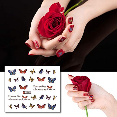 3D Mariposa Nail Art Pegatinas de transferencia de agua Calcomanías Deslizadores polacos Flores Cubierta completa Láminas de tatuaje para mujeres Uñas Uñas de los pies Decoración(600pcs)