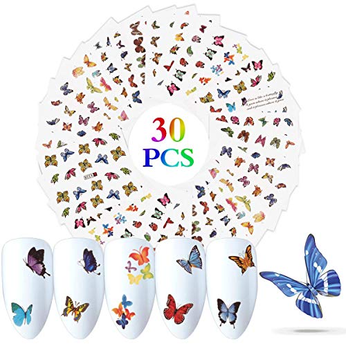 3D Mariposa Nail Art Pegatinas de transferencia de agua Calcomanías Deslizadores polacos Flores Cubierta completa Láminas de tatuaje para mujeres Uñas Uñas de los pies Decoración(600pcs)